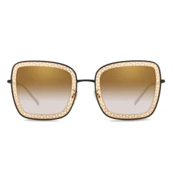 Dolce & Gabbana - Square Devotion Sunglasses with Lace - Black & Gold - Dolce & Gabbana Eyewear - Avvenice