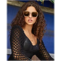 Dolce & Gabbana - Square Devotion Sunglasses with Lace - Black & Gold - Dolce & Gabbana Eyewear - Avvenice