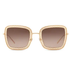 Dolce & Gabbana - Square Devotion Sunglasses with Lace - Gold - Dolce & Gabbana Eyewear - Avvenice