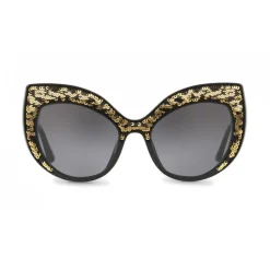 Dolce & Gabbana - Sunglasses Cat-Eye with Decorations Pailettes - Leo and Black Sequins - Dolce & Gabbana Eyewear - Avvenice
