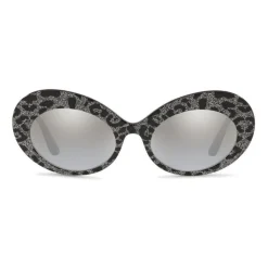 Dolce & Gabbana - Sunglasses Oval in Acetate - Leo with Silver Glitter - Dolce & Gabbana Eyewear - Avvenice