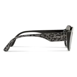 Dolce & Gabbana - Sunglasses Oval in Acetate - Leo with Silver Glitter - Dolce & Gabbana Eyewear - Avvenice