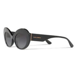 Dolce & Gabbana - Sunglasses Oval in Acetate - Black - Dolce & Gabbana Eyewear - Avvenice