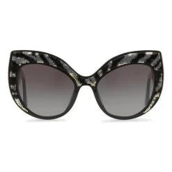 Dolce & Gabbana - Sunglasses Cat-Eye Oversize in Acetate with Sequins - Black - Dolce & Gabbana Eyewear - Avvenice