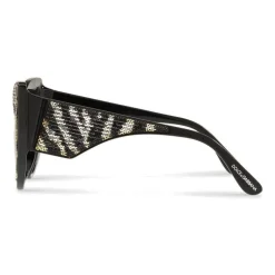 Dolce & Gabbana - Sunglasses Cat-Eye Oversize in Acetate with Sequins - Black - Dolce & Gabbana Eyewear - Avvenice