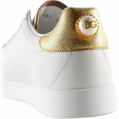 Dolce & Gabbana - White and Gold Portofino Sneakers - Dolce & Gabbana Exclusive Luxury Collection - Avvenice