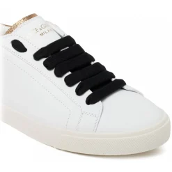 Dolce & Gabbana - White, Black and Gold Calf Leather Portofino Low Top Sneakers - Dolce & Gabbana Exclusive Luxury Collection - Avvenice