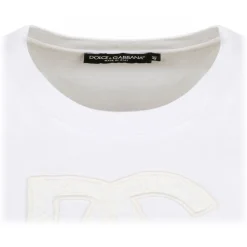 Dolce & Gabbana - White Jersey T-shirt with DG Logo Patch - Dolce & Gabbana Exclusive Luxury Collection - Avvenice
