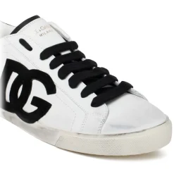 Dolce & Gabbana - White and Black Calf Leather Portofino Low Top Sneakers - Dolce & Gabbana Exclusive Luxury Collection - Avvenice