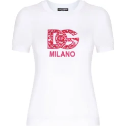 Dolce & Gabbana - White Logo Embroidered T-Shirt - Dolce & Gabbana Exclusive Luxury Collection - Avvenice
