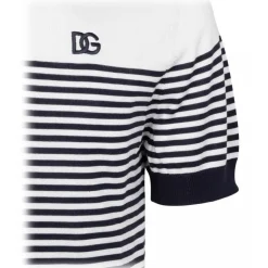 Dolce & Gabbana - White and Blue Striped Polo Shirt - Dolce & Gabbana Exclusive Luxury Collection - Avvenice