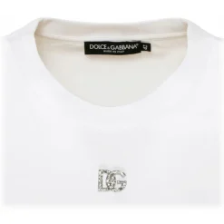 Dolce & Gabbana - White Cotton Crystal Embellished T-Shirt - Dolce & Gabbana Exclusive Luxury Collection - Avvenice