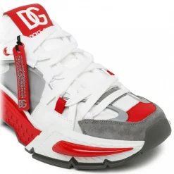 Dolce & Gabbana - White and Red Leather Airmaster Low Top Sneakers - Dolce & Gabbana Exclusive Luxury Collection - Avvenice