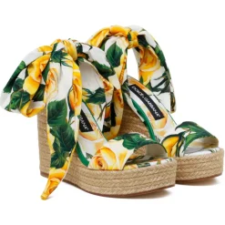 Dolce & Gabbana - Yellow Printed Sandals - Dolce & Gabbana Exclusive Luxury Collection - Avvenice