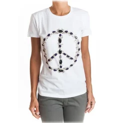 Dondup - T-shirt with Applied Stones - White - T-shirt - Luxury Exclusive Collection - Avvenice