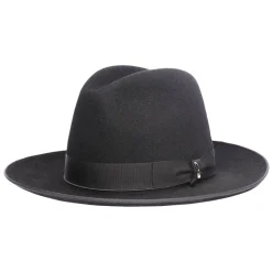 Doria 1905 - Wolf - Fedora Hat Large Brim Black - Accessories - Handmade Artisan Italian Cap - Avvenice