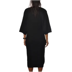 Elisabetta Franchi - 3/4 Long Sleeve Crew-Neck - Black - Dress - Made in Italy - Luxury Exclusive Collection - Avvenice