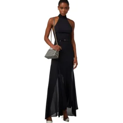 Elisabetta Franchi - American Neckline Dress with Belt - Black - Dress - Made in Italy - Luxury Exclusive Collection - Avvenice