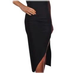 Elisabetta Franchi - Asymmetrical Sheath Skirt - Black - Skirt - Made in Italy - Luxury Exclusive Collection - Avvenice