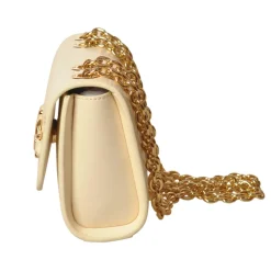 Elisabetta Franchi - Bag in Eco-Leather with Gold Chain and Logo - Butter - Bag - Made in Italy - Luxury Exclusive Collection - Avvenice