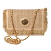 Elisabetta Franchi - Bag with Chain in Fabric - Champagne - Bag - Made in Italy - Luxury Exclusive Collection - Avvenice