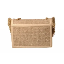 Elisabetta Franchi - Bag with Chain in Fabric - Champagne - Bag - Made in Italy - Luxury Exclusive Collection - Avvenice