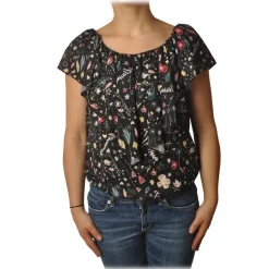 Elisabetta Franchi - Blouse Multicolor Pattern - Black - Shirt - Made in Italy - Luxury Exclusive Collection - Avvenice