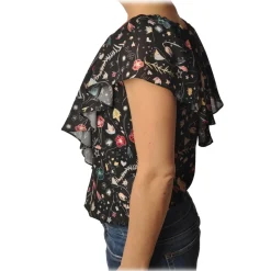 Elisabetta Franchi - Blouse Multicolor Pattern - Black - Shirt - Made in Italy - Luxury Exclusive Collection - Avvenice