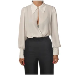 Elisabetta Franchi - Body with Long Sleeve - White - Shirt - Made in Italy - Luxury Exclusive Collection - Avvenice