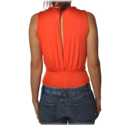 Elisabetta Franchi - Body with Chain Detail - Orange - Top - Made in Italy - Luxury Exclusive Collection - Avvenice