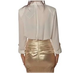 Elisabetta Franchi - Body with Long Sleeve - White - Shirt - Made in Italy - Luxury Exclusive Collection - Avvenice