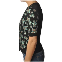 Elisabetta Franchi - Cardigan in Star Pattern - Black - Sweater - Made in Italy - Luxury Exclusive Collection - Avvenice