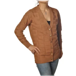 Elisabetta Franchi - Cardigan with Jewel Buttons - Mou - Pullover - Made in Italy - Luxury Exclusive Collection - Avvenice