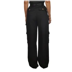 Elisabetta Franchi - Cargo Trousers with Gold Details - Black - Trousers - Made in Italy - Luxury Exclusive Collection - Avvenice