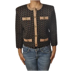 Elisabetta Franchi - Chanel Sweater - Black Brown - Sweater - Made in Italy - Luxury Exclusive Collection - Avvenice