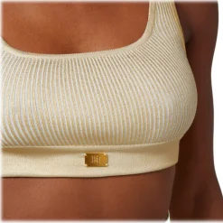 Elisabetta Franchi - Coated Crop Top - Gold - Top - Made in Italy - Luxury Exclusive Collection - Avvenice
