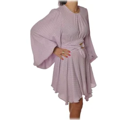 Elisabetta Franchi - Crewneck Dress in Polka Dot Fantasy - Dark Orange - Dress - Made in Italy - Luxury Exclusive Collection - Avvenice