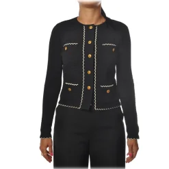 Elisabetta Franchi - Crew-Neck Sweater with Buttons - Black - Sweater - Made in Italy - Luxury Exclusive Collection - Avvenice