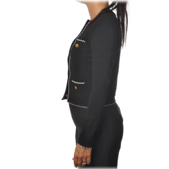 Elisabetta Franchi - Crew-Neck Sweater with Buttons - Black - Sweater - Made in Italy - Luxury Exclusive Collection - Avvenice