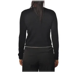 Elisabetta Franchi - Crew-Neck Sweater with Buttons - Black - Sweater - Made in Italy - Luxury Exclusive Collection - Avvenice