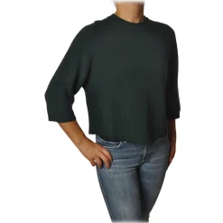 Elisabetta Franchi - Crew-Neck Pullover - Dark Green - Sweater - Made in Italy - Luxury Exclusive Collection - Avvenice