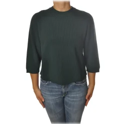 Elisabetta Franchi - Crew-Neck Pullover - Dark Green - Sweater - Made in Italy - Luxury Exclusive Collection - Avvenice