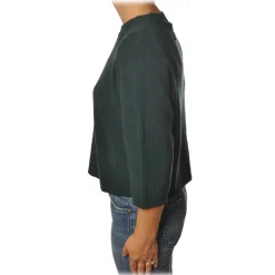 Elisabetta Franchi - Crew-Neck Pullover - Dark Green - Sweater - Made in Italy - Luxury Exclusive Collection - Avvenice