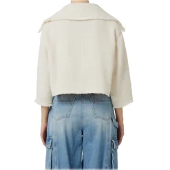 Elisabetta Franchi - Cropped Jacket with Chain Detail - White - Jacket - Made in Italy - Luxury Exclusive Collection - Avvenice