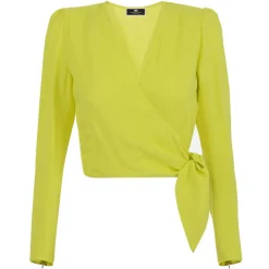 Elisabetta Franchi - Crossed Sash Shirt - Yellow - Shirt - Made in Italy - Luxury Exclusive Collection - Avvenice