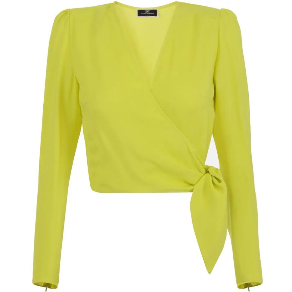 Elisabetta Franchi - Crossed Sash Shirt - Yellow - Shirt - Made in Italy - Luxury Exclusive Collection - Avvenice