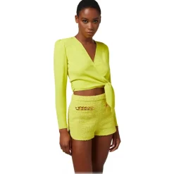 Elisabetta Franchi - Crossed Sash Shirt - Yellow - Shirt - Made in Italy - Luxury Exclusive Collection - Avvenice