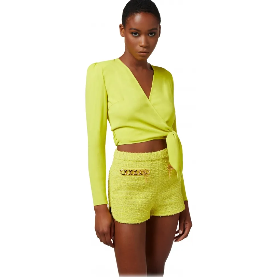 Elisabetta Franchi - Crossed Sash Shirt - Yellow - Shirt - Made in Italy - Luxury Exclusive Collection - Avvenice