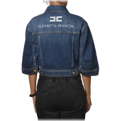 Elisabetta Franchi - Denim Jacket with Logo - Blue - Jacket - Made in Italy - Luxury Exclusive Collection - Avvenice