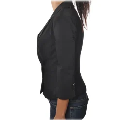 Elisabetta Franchi - Double-Breasted Model with 3/4 Sleeve - Black - Jacket - Made in Italy - Luxury Exclusive Collection - Avvenice